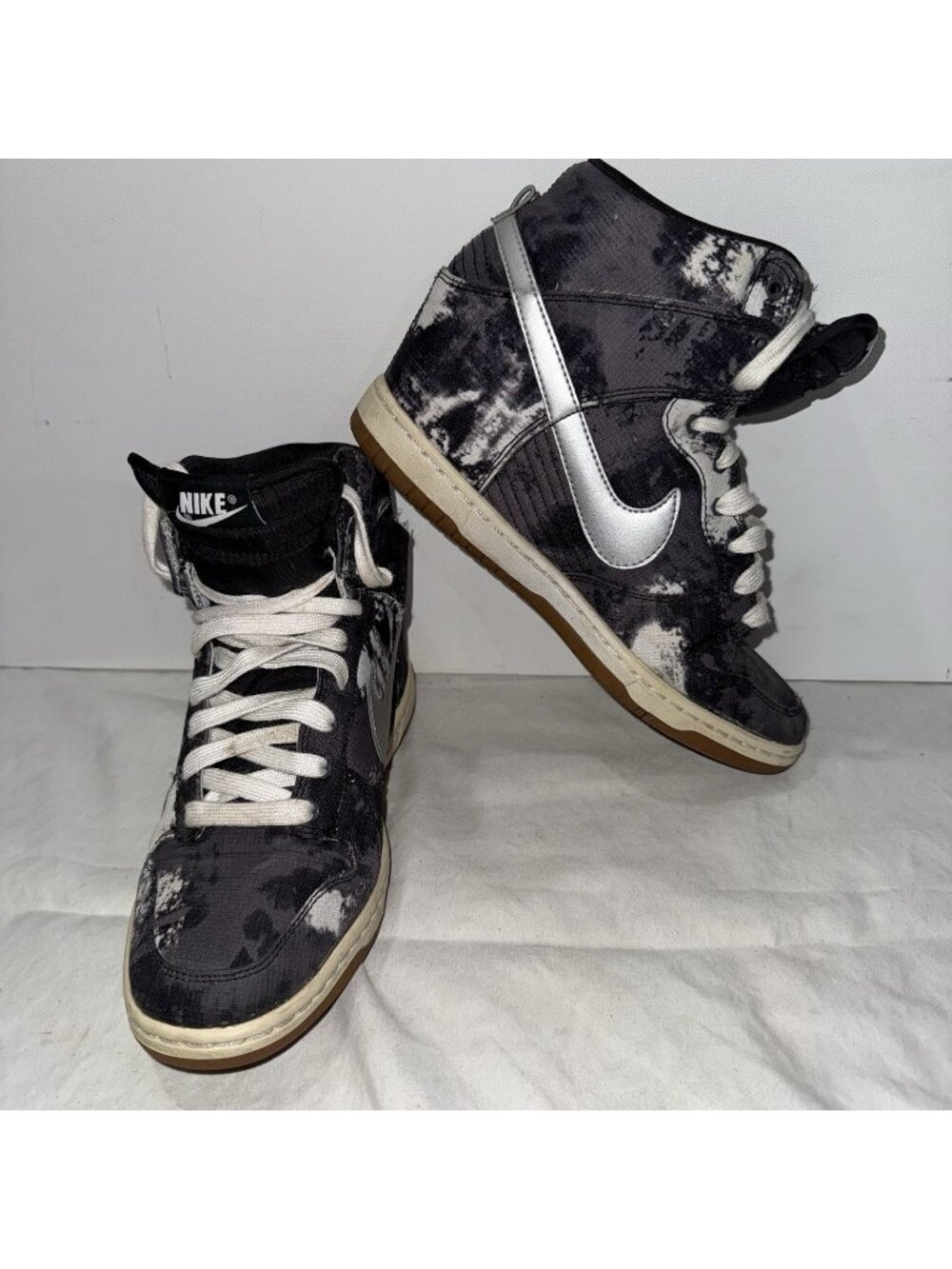 Nike Women’s Dunk Sky High Print Black 543258-004 Sneakers 8.5 Hidden Wedge